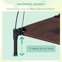 PawHut Haustierbett mit Baldachin, klappbar, Hundeliege, Outdoor-Hundebett, Mesh-Stoff, Braun + Schwarz(m-6)