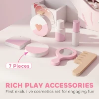 AIYAPLAY Kids Vanity Set, Kids Dressing Table with Chair, Acrylic Mirror, Lighted Bulbs, 7-Piece Accessories, for 3-8 Years, Pink(m-5)