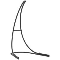 Outsunny Frame voor Hangstoelen in C-Vorm Metalen Standaard met Voet voor Hangzit tot 150kg Zwart(m-1)
