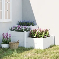 Outsunny Hochbeet 3-stufig Stapelbar Gartenbeet mit Offenem Boden, modulares Kräuterbeet DIY Montage Kunststoff(m-10)