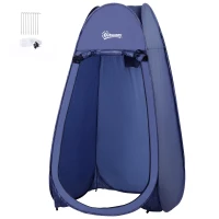 Outsunny Tente de douche pop-up tente de toilette pliable et portable anti-UV sac de transport inclus pour plage, pêche, randonnée, bain, l'extérieur, bleu marine(m-11)