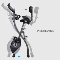 HOMCOM Cyclette Pieghevole Magnetica con 8 Livelli di Resistenza, Monitor LCD e Altezza Regolabile, 100x54x109cm, Grigio e Nero(m-7)