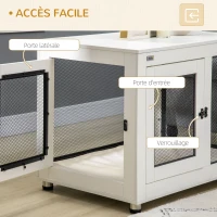 PawHut Cage pour chien cage de chien sur pied avec coussin amovible acier noir et blanc - 94 x 60 x 71,5 cm(m-6)