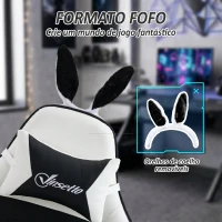 Vinsetto Cadeira Gaming Giratória de Couro PU com Altura Ajustável Inclinável 135° Apoio para a Cabeça 65x63x136-142 cm Branco e Preto(m-4)
