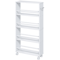 HOMCOM Multifunctioneel rek op wielen, slank ontwerp, 4 vakken, 45x15x91 cm, Wit