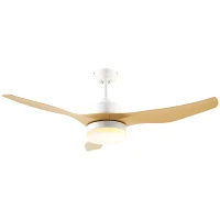 HOMCOM Ventoinha de Teto 20,5W Diâmetro 132cm com Luz LED Ajustável 3 Lâminas Reversíveis 6 Velocidades e Temporizador Madeira(m-12)
