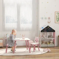ZONEKIZ Conjunto para Crianças Inclui 1 Estante para Brinquedos com 2 Caixas de Tecido não Tecido e 1 Mesa com 2 Cadeiras Rosa(m-2)