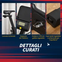 HOMCOM Cyclette da Casa Magnetica Professionale da Camera, Bicicletta Indoor in Acciaio e ABS con Sellino Regolabile, 102x50x120cm, Nero(m-7)