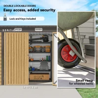 Outsunny 3.7 x 7.9ft Galvanised Steel Shed, with Latched Door and Padlock - Oak(m-6)