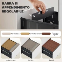 Vinsetto Cassettiera da Ufficio 3 Cassetti in Acciaio con Serratura e Rotelle, 39x48x59cm, Bianco(m-5)
