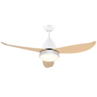 HOMCOM Ventilateur plafond avec lumiere 24 W réversible, ventilateur de plafond avec 3 pales et télécommande 6 vitesses silencieux, lampe ventilateur plafond LED Ø122 cm, pour chambre, salon, blanc(m-1)
