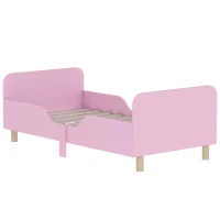 AIYAPLAY Kinderbedframe, eenpersoonsbed voor kinderen, veiligheidshekje, klein bed voor kinderkamer, MDF, zonder matras, Roze(m-11)
