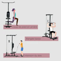 Station de musculation - Aosom.fr x FFHandball - Station à Poulie, tirage poitrine, banc de musculation Musculation(m-4)