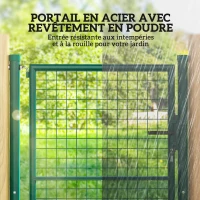 Outsunny Portillon de jardin en acier 97 x 175 cm portail de jardin avec serrure, clés et poignée, vert(m-4)