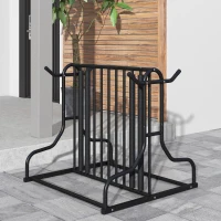 DURHAND Fahrradständer für 4 Fahrräder, wetterbeständig, zusätzliche Halterung, 90 x 80 x 80 cm, Schwarz(m-10)
