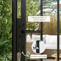 Outsunny Cancelletto di Sicurezza con Serratura, 3 Chiavi e 2 Paletti, in Acciaio Zincato, 107x204 cm, Nero(m-6)