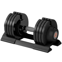 SPORTNOW Conjunto de Pesos Ajustável de 20 kg com Ajuste Rápido de Peso com Base de Armazenamento e Pega Antiderrapante  Ø18x37 cm Preto(m-11)