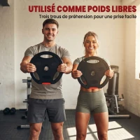 SPORTNOW Disques de poids, plaques de poids 2 x 5 kg et 2 x 7,5 kg, à trois poignées avec trous de Ø 25 mm, noir(m-4)