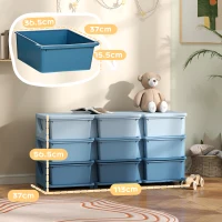 HOMCOM Kids Storage Unit, with Nine Drawers - Blue(m-3)
