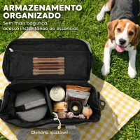 PawHut Bolsa de Viagem para Cães Bolsa de Recompensas com 2 Recipientes de Ração e Tigela Dobrável Bolsos Cinzento Claro(m-5)