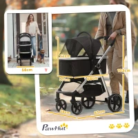 PawHut 2-IN-1 Hondenbuggy Huisdierbuggy, inclusief kussen, opvouwbaar, 1 opbergmand, 83 cm x 58 cm x 102 cm, Zwart(m-3)