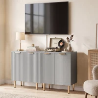 HOMCOM Sideboard Buffet Cabinet, Modern Kitchen Storage Cabinet with Adjustable Shelf and Metal Legs, Grey(m-8)