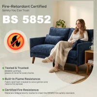 HOMCOM 2 Seater Sofa, Loveseat Sofa with Spring Cushions, Wide and Deep Seat, Wood Legs, Blue(m-7)