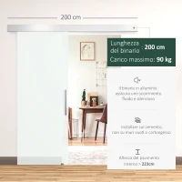 HOMCOM Porta Scorrevole in Vetro Trasparente con Binario e Maniglia in Alluminio per Bagno Cucina Studio 210x75x0.8cm(m-4)