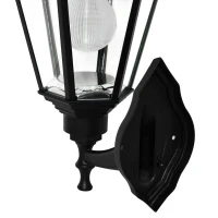 Outsunny Wandleuchte Wandlampe Terrassenleuchte Gartenlampe mit Lichtsteuerung Solarbetrieben Pavillon Zelt Outdoor Gartenbeleuchtung Schwarz 23 x 26 x 47 cm(m-8)
