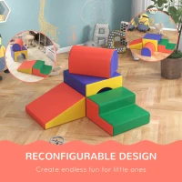 HOMCOM 4-Piece Soft Play Set for Toddlers 1-3 Years, Red(m-6)