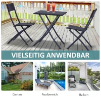 Outsunny Polyrattan Bistroset für 2 Personen Sitzgruppe Rattan Gartenmöbel Set Garnitur Schwarz(m-6)