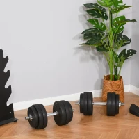 HOMCOM Set Manubri Palestra 30kg (8x2.5 kg, 4x1.5 kg), Pesi Palestra con 12 Dischi e 2 Manubri da 2 kg per Allenamento a Casa, Nero(m-10)