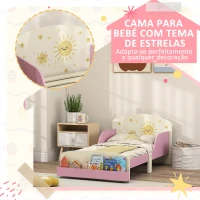 AIYAPLAY Cama Infantil para Crianças +3 Anos 70x140 cm em Madeira com Armazenamento e Desenhos de Estrelas para Dormitório Rosa(m-5)