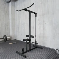 HOMCOM Stazione Fitness Pull Down da Casa con Panca e Cavo Regolabile, in Acciaio 107x120x190cm Nero(m-8)
