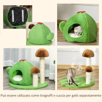 PawHut Cuccia Tiragraffi a Forma di Cactus per Gatti Fino 4.5kg, 54x54x52cm - Multicolore(m-5)