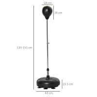 HOMCOM Punching Ball ad Altezza Regolabile, Guanti Inclusi, in PE e Metallo, 45x45x133-151cm(m-3)