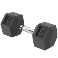 HOMCOM Hanteln mit gerändeltem Griff, Kurzhantel aus Gusseisen, 1 x 15kg, Kurzhanteln für Männer und Frauen, Dumbbell für Zuhause, Fitnessstudio, Krafttraining(m-12)