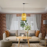 HOMCOM Candeeiro Suspenso de Corda de Papel Candeeiro de Teto com Corda Ajustável Ø30x47cm Natural e Preto(m-10)