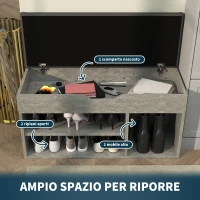 HOMCOM Scarpiera Salvaspazio Imbottita a 3 Ripiani Aperti con Spazio a Scomparsa, in Legno, 80x30x45 cm, Nero e Grigio(m-4)