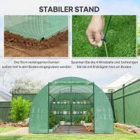 Outsunny Tuinkas Tomatenkas Broeikas Folietunnel Kweekkas met Venster Groen 595 x 300 x 200 cm(m-6)