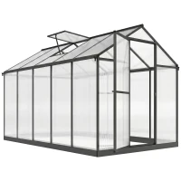 Outsunny Serre de jardin en aluminium polycarbonate, serre avec fenêtres supérieures réglables 303x183x195cm transparent(m-1)