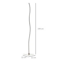 HOMCOM Lampada a Stelo, Lampada da Terra Design, Lampada Piantana con Luci a LED Bianco Caldo, 12W, Argento, 22x22x144cm(m-3)