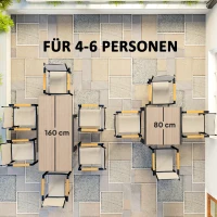 Outsunny Weerbestendige Uitschuifbare Aluminium Tuintafel 80/160x80 cm voor 6 Personen in Natuurhout Look(m-4)