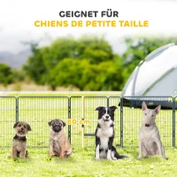 PawHut Welpenlaufstall, 16-teilig Welpenauslauf faltbar mit Tür für kleine, mittlere Hunde, 3,2 x 3,2 x 0,8 m, Grau(m-6)