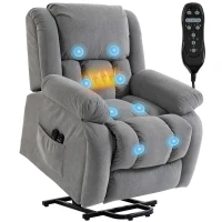 HOMCOM Recliner Armchair Lift Chair, Electric Recliner Chair with Vibration Massage and Heat, Wide Seat, USB Port, Light Grey(m-13)