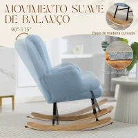 HOMCOM Poltrona Baloiço em Borrego Poltrona para Amamentação com Encosto Capitonê e Base de Madeira 65x88x87 cm Creme(m-4)