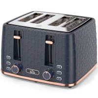 HOMCOM Toaster 4 slice, Toaster with 7 Browning Levels, High Lift, Reheat/Defrost/Cancel, Self-centring Function, Dark Blue(m-1)