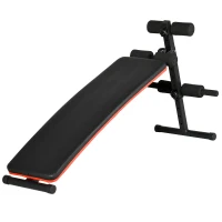HOMCOM Banc de musculation pliable banc abdominaux hauteur réglable 5 positions dim. 139L x 47l x 51-69 cm rouge noir(m-1)