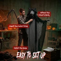 HOMCOM Halloween Standing Werewolf Animated Decoration with Light-Up Eyes, Sound and Touch Activated(m-8)