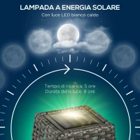 Outsunny Lampada Solare da Giardino con Pannello di Ricarica, in Acciaio e Rattan, 21x21x78 cm, Nero e Grigio(m-5)
